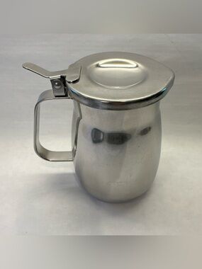 VTG Vollrath 32 oz Stainless Steel 6" Diner Coffee Pitcher Hinged Thumb Lid MCM